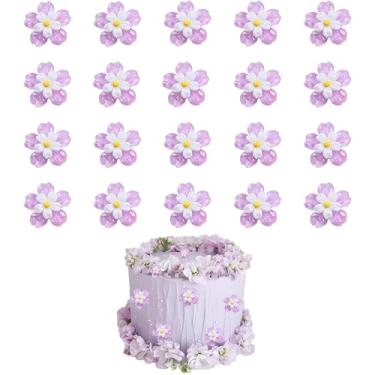 Imagem de Etwgbaby 20 peças de enfeite de cupcake de flores roxas para noivado, noivado, festa de aniversário, suprimentos