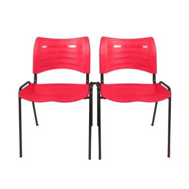 Imagem de Kit 2 Cadeiras Iso Turim plastica Igreja Recepção Escola Vermelha com 