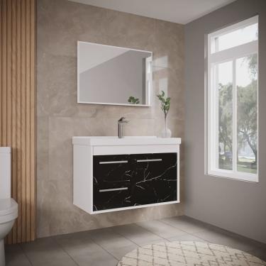 Imagem de Gabinete Suspenso para Banheiro com Cuba 60cm em mdf Potenza Riverzza