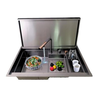 Imagem de Cuba Cozinha Gourmet Aço Inox 304 Preta Moderna Com Tampa