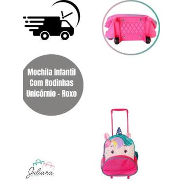 Imagem de Mochila Infantil Com Rodinhas Unicórnio - Roxo - Clio Pets