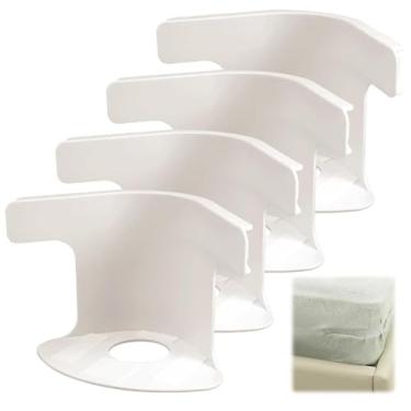 Imagem de Conjunto de suporte de lençol resistente - pacote com 4 | cantos seguros, serve para todos os tamanhos de colchão | Material ABS + PP, evita que os lençóis escorreguem | Fácil instalação para dormir