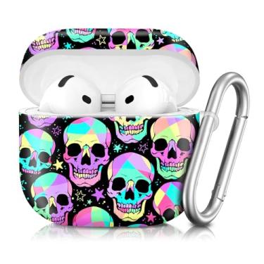 Imagem de Compatível com AirPod 4ª geração 2024, capa protetora antiqueda à prova de choque, capa fofa para mulheres e homens com chaveiro (estrela de caveira humana legal)