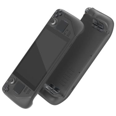 Imagem de eXtremeRate Conjunto completo de botões de substituição pretos de ardósia transparente para Steam Deck, botões de acionamento de para-choques de trackpad ABXY personalizados para console portátil LCD