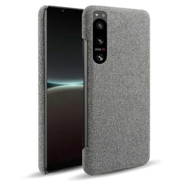 Imagem de Capa para Sony Xperia 5 IV,Capa desenhada em lona,Case Protetora Ultrafina com Empunhadura Macia,Design em Tecido Antichoque e Antiarranhões-Gray