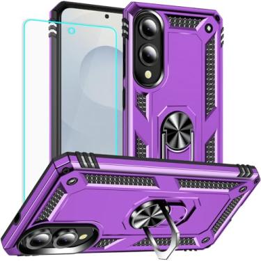 Imagem de Capa para Samsung Galaxy S25 Edge: Galaxy S25 Edge com protetor de tela - Capas protetoras de grau militar com suporte de anel de dedo para Samsung S25 Edge (Roxo)