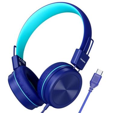 Imagem de Fones de ouvido Cowyawn USB Type C Kids 94dB Volume Limited Azul