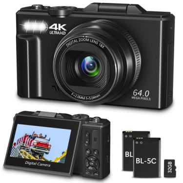 Imagem de Câmera digital Gavonde 64MP 4K WiFi Vlogging com cartão TF de 32GB