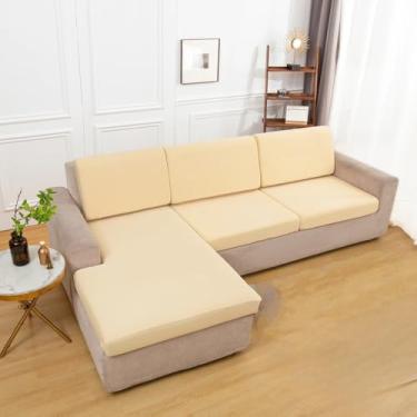 Imagem de Capa de almofada impermeável para sofá, protetor elástico para sofá, animais de estimação, crianças, sala de estar, sofás, capa protetora, bege, 1 fronha 45x45 cm