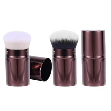 Imagem de 2 pincéis de blush para rosto de viagem, pincel de maquiagem retrátil, base portátil, protetor solar, ferramenta de cosméticos para misturar blush líquido, presente para entusiastas de maquiagem