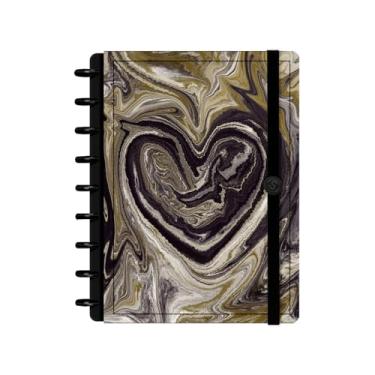 Imagem de Caderno de Disco ISCOOL Capa Dura Abstraia-se Marmorizado Coração M