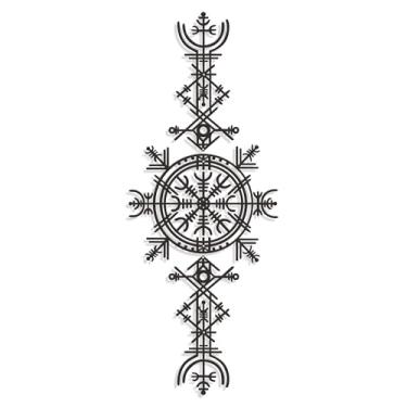 Imagem de Xedatric Decoração de parede Viking – Arte de parede inspirada em nórdico para casa e exterior, design de bússola viking, perfeita para sala de estar, quarto e escritório