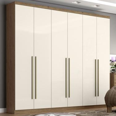 Imagem de Guarda-Roupa Casal Ravé 6 Portas 3 Gavetas Rústico/Off White - Pnr Móveis