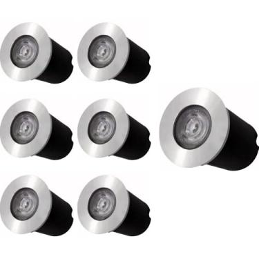 Imagem de Kit 7x Balizador Blindado Piso Solo Externo Led Embutir 1w Branco Frio Bivolt