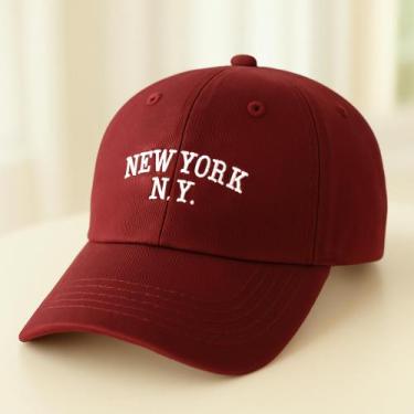 Imagem de Boné NY New York Retro Masculino Aba Curva, Bordô