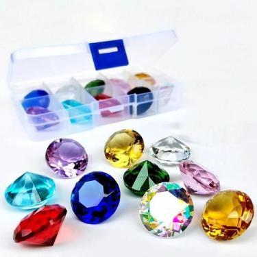 Imagem de Peso De Papel Em Forma De Diamante De Cristal Multicolorido 10 Peças 2