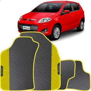 Imagem de Lindo jogo tapete carro automotivo amarelo fiat palio novo attrative 2