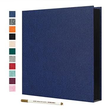 Imagem de Spbapr Álbum de fotos grande autoadesivo capa de linho álbum de recortes magnético DIY Livro de sucatas 60 páginas adesivas pretas para fotos 3x5 4x6 5x7 8x10 com uma caneta de metal
