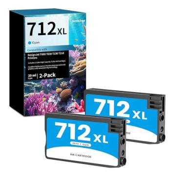 Imagem de Cartucho de tinta ciano 712XL 712 de substituição para HP 712 XL 712XL Cartucho de tinta ciano 3ED67A para DesignJet T650 T630 T230 T250 T210 e impressora Studio Plotter (pacote com 2)