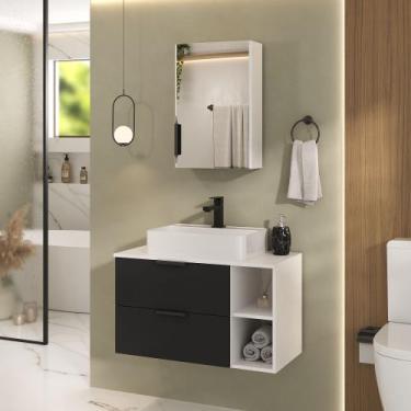 Imagem de Conjunto Gabinete Banheiro VOLCANO 80cm LUXO Cuba Grande - MOVEIS JOIA