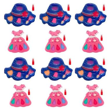 Imagem de kit 12 maquiagem infantil mini com sombras colorido brinquedo infantil