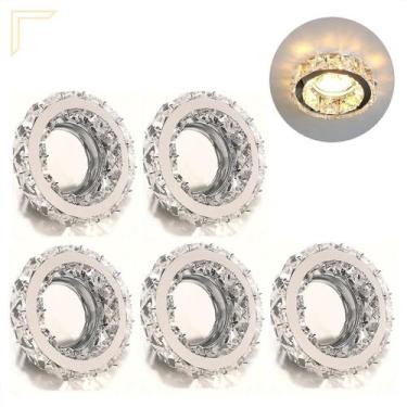 Imagem de 5 Spot Cristal De Embutir K9 Mr16 Inox Redondo Quarto Lup70 - Acende A
