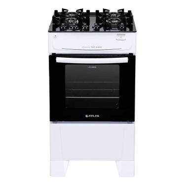 Imagem de Fogão 4 Bocas Atlas Mônaco Plus Branco Com Mesa De Vidro Top Glass Bivolt