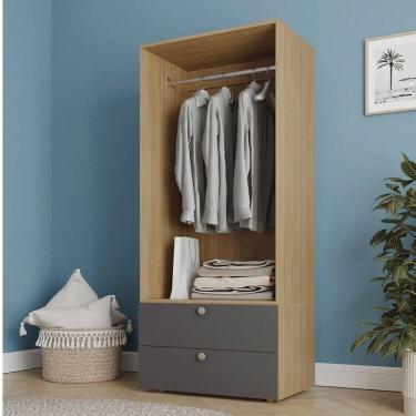 Imagem de Guarda-roupa 2 Módulos 2 Gavetas Frame Cabecasa madeiramadeira Acácia/Grafite