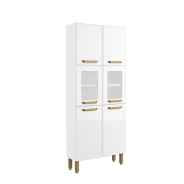 Imagem de Armário Paneleiro de Aço 6 Portas 2 Vidros Bella Bertolini, Branco