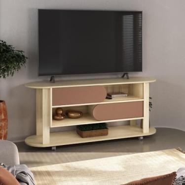 Imagem de Rack para Tv até 65 Polegadas 150cm com Rodízios 2 Portas Multimóveis Cr45326 Naturale/terracota