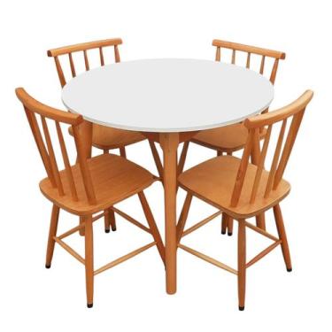Imagem de Jogo De Jantar Colonial Brisa Mesa 90cm Com 4 Cadeiras Em Madeira Rust