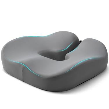 Imagem de Almofada de donut para dor no cóccix e alívio de hemorroidas – Almofada de assento de cóccix para ciática, pós-parto, pressão sentada – espuma viscoelástica densa para suporte de pelúcia – ajustável