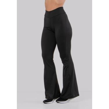 Imagem de Calça Flare Suplex Bailarina Cós Alto Academia RLC Modas, Preto, M