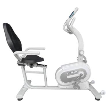 Imagem de Bicicleta Ergométrica Horizontal Magnética 12 Níveis Silenciosa com Monitor LCD, Apoio de Tablet, Suporta até 120kg Uso Residencial