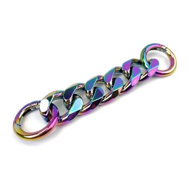 Imagem de VersaKits Corrente cubana grossa charmosa alça de bolsa de alumínio acessório extensor de corrente arco-íris 38 cm corrente de arco-íris decoração calça corrente de sapato corrente coleira de cachorro