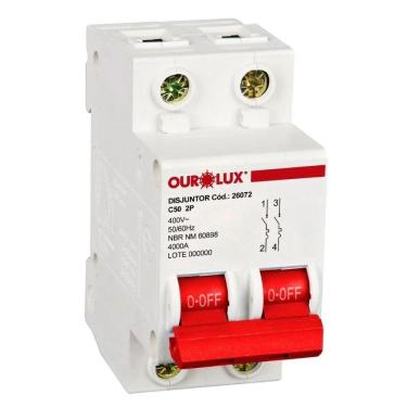 Imagem de Disjuntor Ourolux DIN 2P 50A Curva C Branco