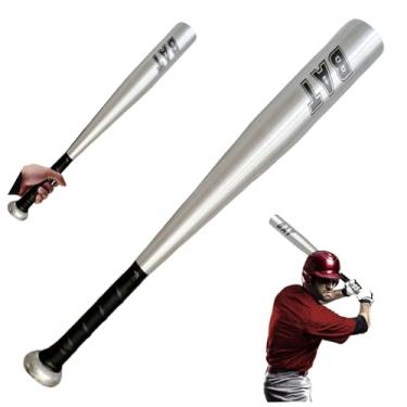 Imagem de Tacos de beisebol de alumínio para crianças e adultos Taco de beisebol de metal de 50 cm com alça embrulhada equipamento leve para treinamento, prata