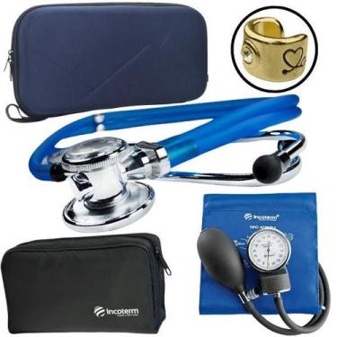 Imagem de Kit Aparelho Pressao Esteto Rappaport Duplo Incoterm, Azul