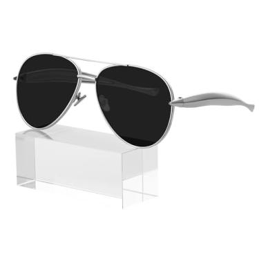 Imagem de KesaPlan Óculos de sol aviador retrô dourado para mulheres e homens, óculos de sol retrô dos anos 70 com armação de metal 2025, Armação prateada A5/lente cinza, M