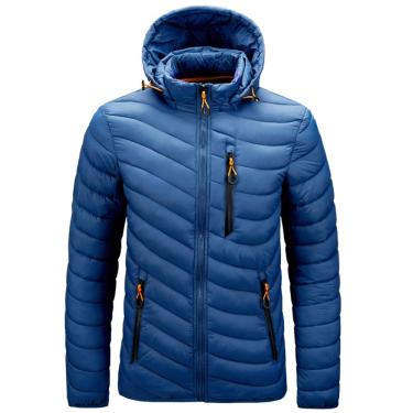 Imagem de Jaqueta Masculina De Ajuste Regular Jaqueta Masculina De Cor Sólida Quente Engrossar Jaqueta Masculina à Prova De Vento Tendência Moda Casual Masculina Jaqueta Acolchoada Co, D-Blue2, XXL