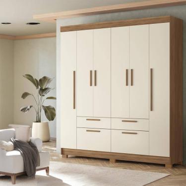 Imagem de Guarda-Roupa Casal Santos Andirá Guarapuava com 6 Portas, 4 Gavetas e 6 Prateleiras - 194,4cm de largura