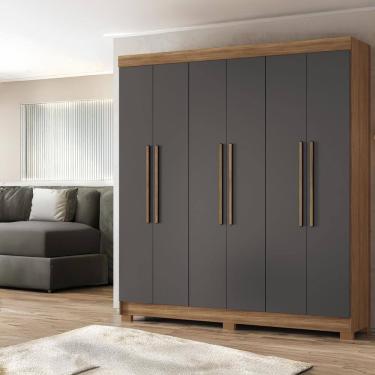 Imagem de Guarda-Roupa Casal Santos Andirá Toledo com 6 Portas, 2 Gavetas e 5 Prateleiras - 194,4cm de largura