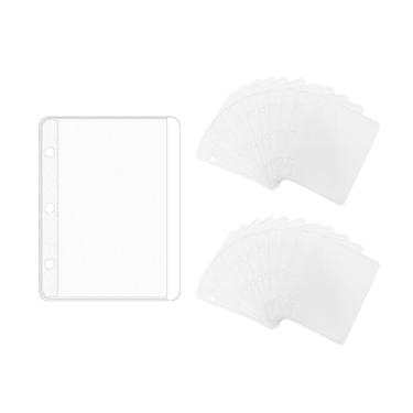 Imagem de 24 peças de mini bolsos para fichário sem zíper, folhas soltas A9, protetores de folha de PVC, 3 furos para 3 anéis, organizador de dinheiro, fotos, cartões, notas (mini bolso para fichário, 24 peças)