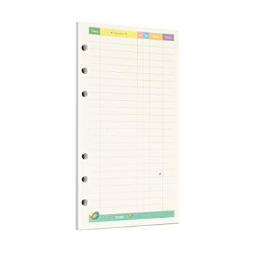 Imagem de Zelten 45 folhas de papel perfurado com folha solta colorida de 90 páginas para fichário de 6 furos organizador pessoal diário recarregável planejador (A6, financeiro da floresta tropical)