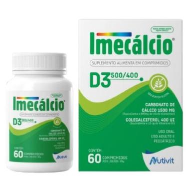 Imagem de Cálcio 500mg + Vitamina D3 400UI Saúde dos Ossos Imune C/60 - Nutivit