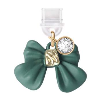 Imagem de ELISE & FONDA TP713 Tipo-C porta de carregamento plugue antipoeira pequeno arco 3D pintura spray pingente celular para iPhone 15/16/Samsung/OnePlus/Xiaomi/oppo telefones Android (verde)