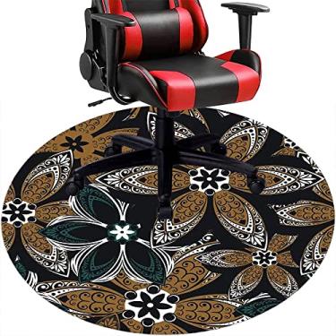 Imagem de Tapete de cadeira de mesa mandala, textura estilo mandala, tapete de cadeira de mesa para piso de madeira de escritório em casa, protetor de piso de pilha baixa, redondo 119 cm