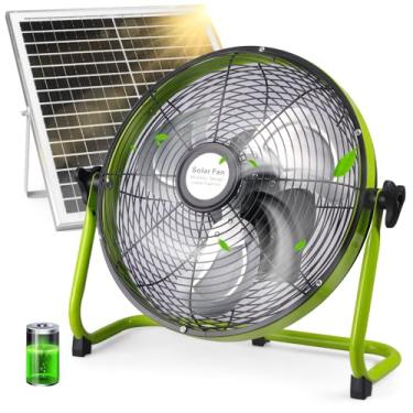 Imagem de Ventilador movido a energia solar para exterior, ventilador de painel solar de piso recarregável de 20 W para exterior, ventilador Portatil 15000 Mah alimentado por bateria e carregamento de telefone
