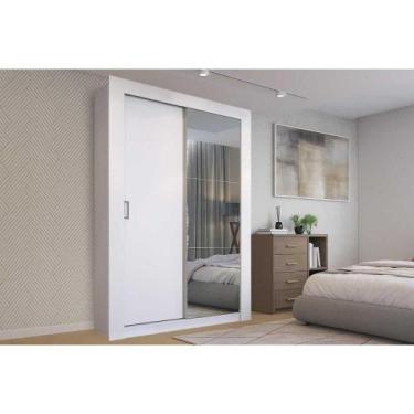 Imagem de Guarda Roupa Solteiro 2 Portas de Correr (1 c/ Espelho) PH 1728 Branco