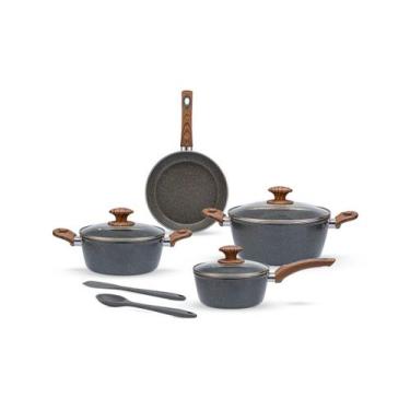 Imagem de Jogo de Panelas Indução 6 Pçs Pro-Ceramic Premium Marble Wood Brinox